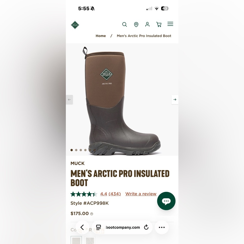 Muck men’s arctic pro insulated boots. Brown. Brand new  with tags. Size 10